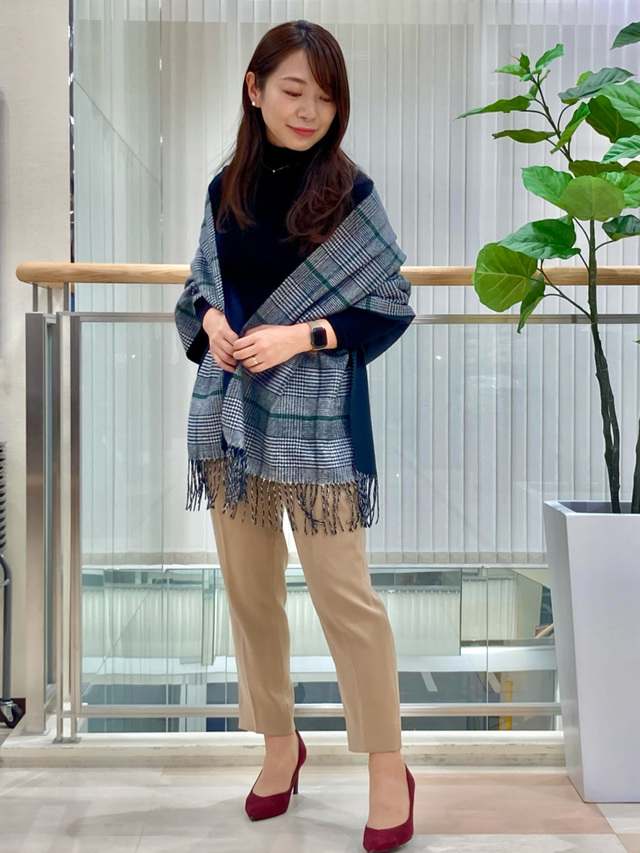 【AOKI】スーパーストレッチパンツ×ウールチェックストール