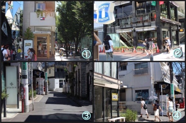 表参道ヒルズを横目に表参道を進むとすぐにローソンが見えます。その角を曲がり、ずっとまっすぐに歩いて行きます。左手にDr.マーチンの直営店が見えたらその手前で左に曲がります。到着！ 