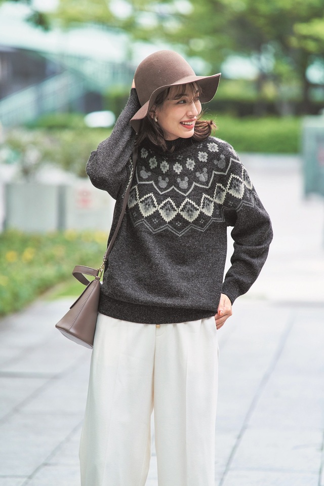 フェアアイル風ニットプルオーバー「ミッキーモチーフ」｜￥7,990 （税込）