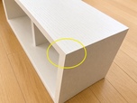【無印良品 壁に付けられる家具箱】角が鋭利なので、直置きで使う場合は角を保護するか、少し離れた場所に置いて使うのがおすすめです
