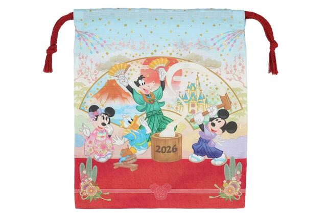 きんちゃく 900円｜東京ディズニーリゾートお正月グッズ｜販売店舗：東京ディズニーランド「グランドエンポーリアム」、東京ディズニーシー「エンポーリオ」｜発売日：2025年12月1日（月）