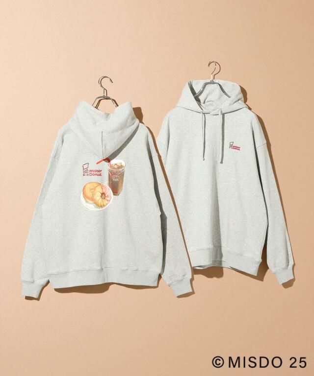 「イラストパーカー(グレー)」<価格:5,990円(税込)>【LEPSIMが「ミスタードーナツ」と初コラボ!ミスドロゴやドーナツがアパレル&雑貨になって登場!】