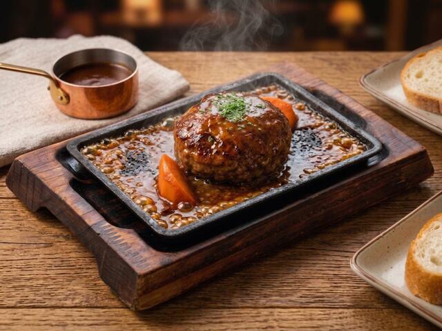 「デミグラスハンバーグ」 <価格:3,800円(税込)>【【3,800円】衝撃のお得価格で2026年の肉納め!大人気「リブステーキ」も「大トロビーフ」も全部食べ放題!事前予約でアルコール飲み放題が無料に!】