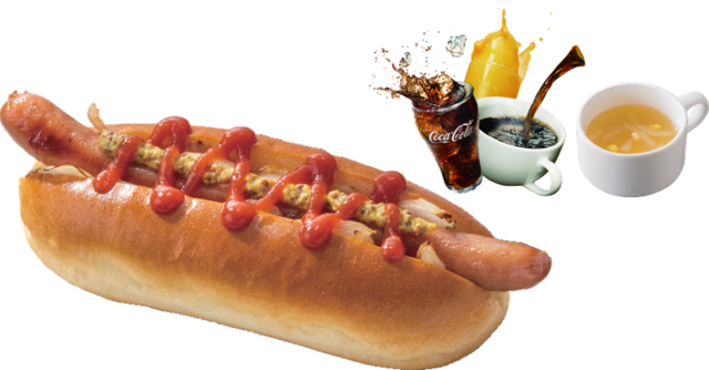 「ホットドック（日替わりスープ・ドリンクバー付き）」500円（税込）