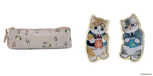 【mofusand もふもふBOOKSTORE】ペンケースとピンバッジ
