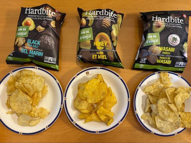 【コストコ ハードバイト アボカドオイル ポテトチップス 3種バラエティーボックス】3種を食べ比べると味も見た目も全く違うから選ぶのが楽しい♪