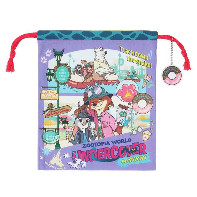 きんちゃく 950円｜東京ディズニーリゾート『ズートピア2』グッズ｜販売店舗：東京ディズニーランド「グランドエンポーリアム」、東京ディズニーシー「スチームボート・ミッキーズ」｜発売日：2025年11月26日（水）