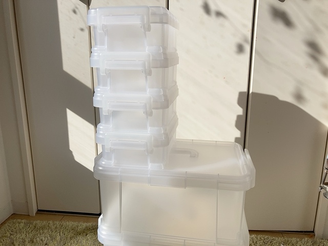 【ニトリ 運べるコンテナボックス】スリムS4個、ワイドMとワイドL1つを購入