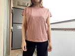 【ユニクロ スムースコットンフレンチスリーブT】ピンクLサイズ　少しくすんだピンクなので、派手な印象にはなりにくい