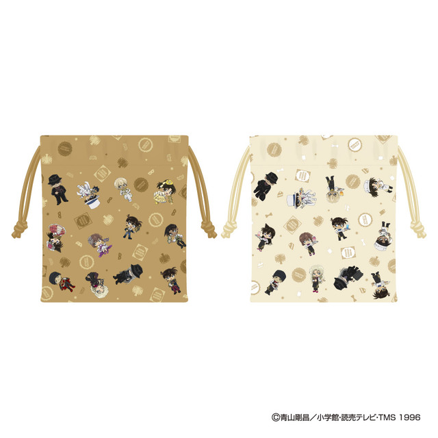 ビュッフェ来場者だけが購入できるオリジナルグッズ:サテン巾着(約W160×H180mm) ¥1,760【「ホテルニューオータニ」×「名探偵コナン」SUPER SWEETS BUFFET(スーパースイーツビュッフェ)】