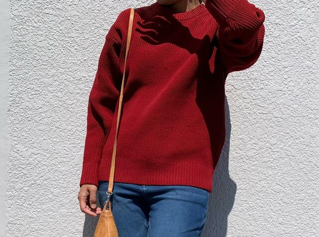 【ワークマン SOLOTEX®(ソロテックス)使用アゼプルオーバー レッド】ざっくりとした素材感