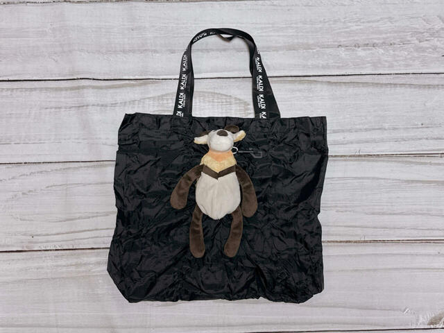 【カルディ ヤギべえエコバッグ】ヤギべえの背中から、ブラックのシンプルなエコバッグが登場!