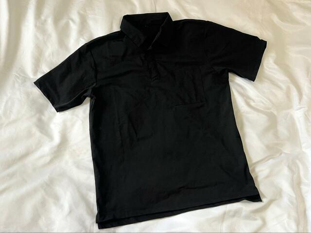 【ワークマン　ドライストレッチ半袖ポロシャツ】男女兼用のため、身長170cmの筆者でもMサイズで余裕のあるサイズ感です