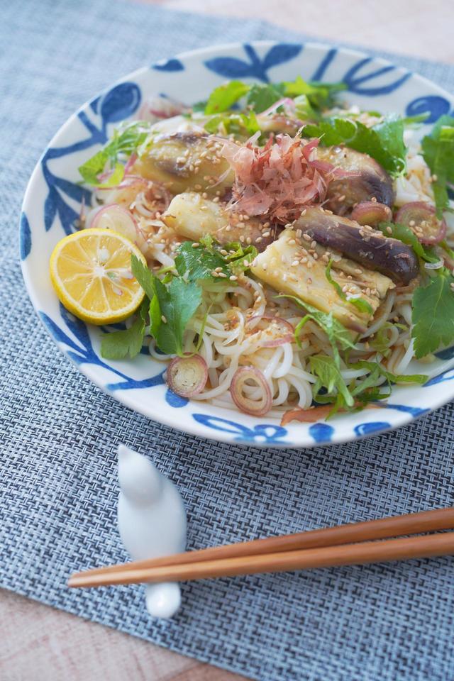 「焼茄子の冷やしそうめん」