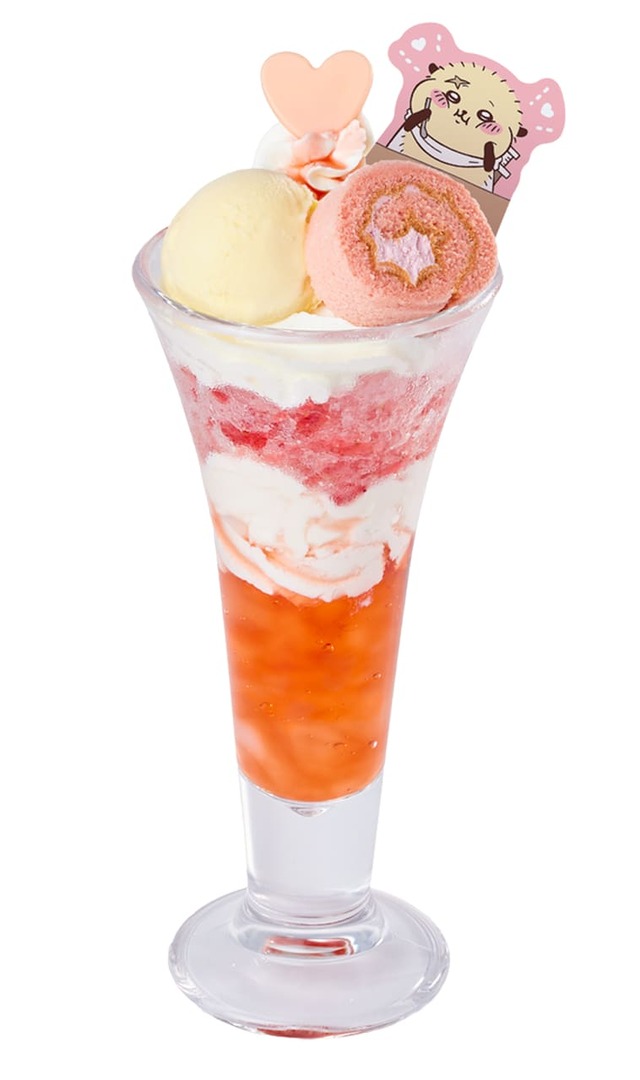 【ココス×ちいかわ】11月13日（木）10:00 ～ 11月26日（水）「至上の一服！ラッコのイチゴパフェ」1,309円／ラッコが大好きなイチゴパフェをココス流に再現