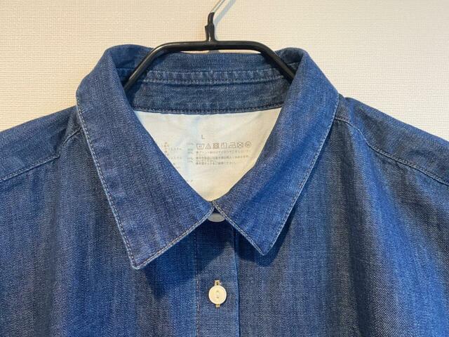 【無印良品　洗いざらし デニム長袖シャツワンピース】定番のベーシックデザインで、とても着回しのきく一着です！