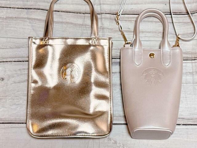 2024年ホリデーのローズゴールドのバッグとのカラー比較