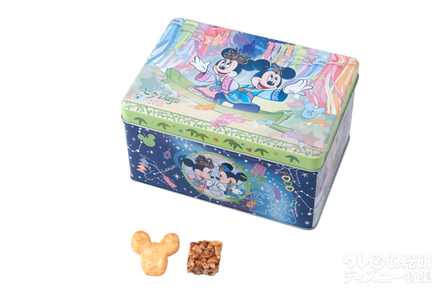 おせんべい&おこし 1,000円｜縦約12×横約17×高さ約9.5cm、内容量：おせんべい（しょうゆ味）34ｇ（標準18個）、おこし（こくとう味）50ｇ（標準18個）｜東京ディズニーリゾート「ディズニー七夕デイズ」