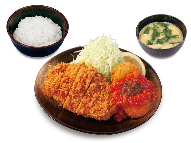 ロースかつ＆カニクリームコロッケ定食