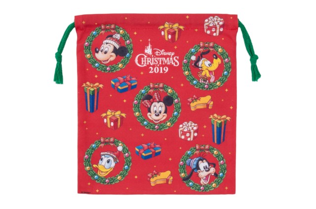 きんちゃく 820円｜縦約23×横約20cm｜東京ディズニーリゾート「ディズニー・クリスマス」2019｜販売店舗：東京ディズニーランド「グランドエンポーリアム」