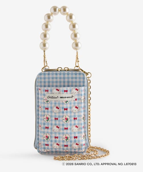 【Cath Kidston × Hello Kitty】マルチショルダーパース Sax 11,000円／スマートフォンやカードなどを収納できる便利さでありながらも、スタイリングを華やかに彩ってくれるマルチパース