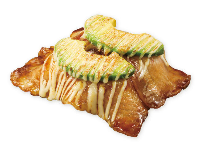 「あぶりイベリコ豚アボチー」<価格:190円(税込)>【くら寿司の「新物うにフェア」で濃厚な旨味と甘味の“うに”を堪能!高級魚“瀬戸内海産 すずき”も数量限定で登場!】