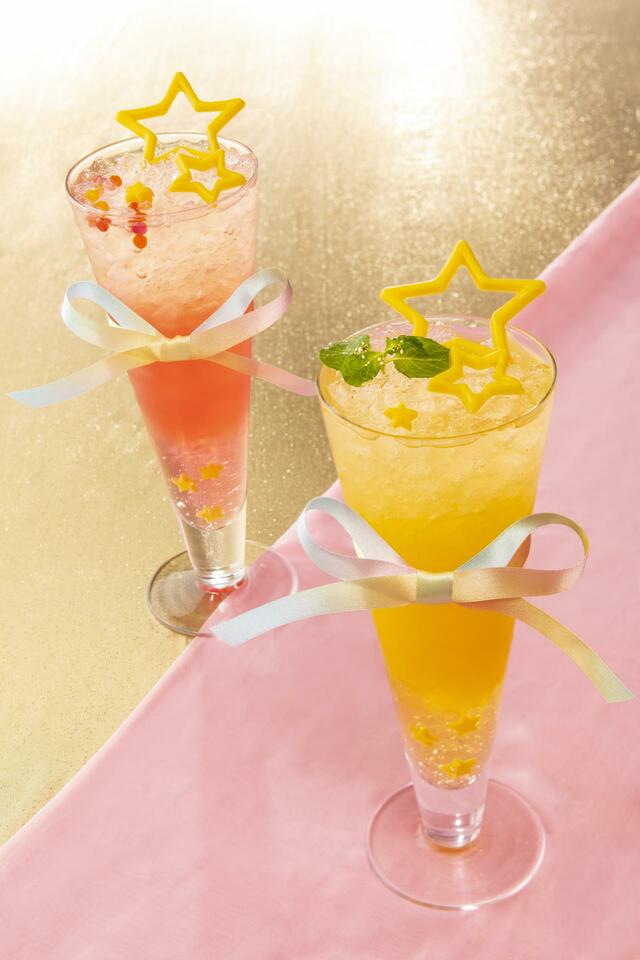ドリーマーズ・ラウンジ 東京ディズニーリゾート40周年“ドリームゴーラウンド”スペシャルドリンク～スターライトセレブレーション～(右)～スウィートセレブレーション～(左)4月10日～5月21日