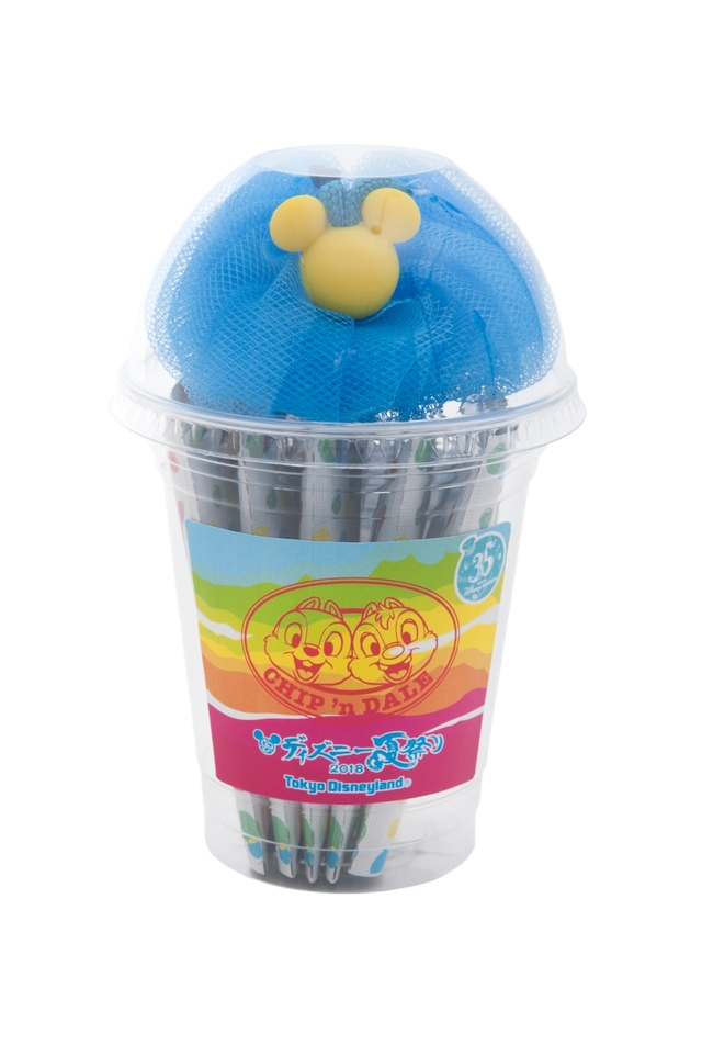 ボディソープ・泡立てネット ¥1,400 ※泡立てネットとボデイソープのセット ミックスフルーツの香り 内容量：9ml（1袋）×10個　サイズ：高さ約15.5cm｜東京ディズニーランド「ディズニー夏祭り」2018年