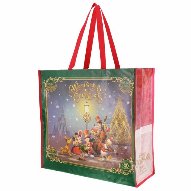 ショッピングバッグ 1,200円｜「ディズニー・クリスマス」スペシャルグッズ｜東京ディズニーリゾート40周年“ドリームゴーラウンド”｜発売日：2023年11月7日（火）｜販売店舗：東京ディズニーランド「ディズニー＆カンパニー」、東京ディズニーシー「エンポーリオ」
