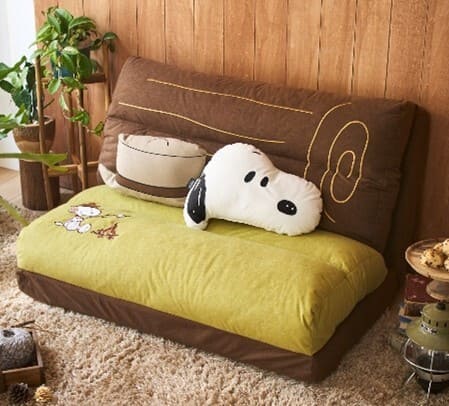 【PEANUTS×ベルメゾン】「モチーフ型クッション＆ブランケット付き4WAYソファーベッド」26,900～32,800円（税込）、サイズ／2サイズ（幅60・90cm）