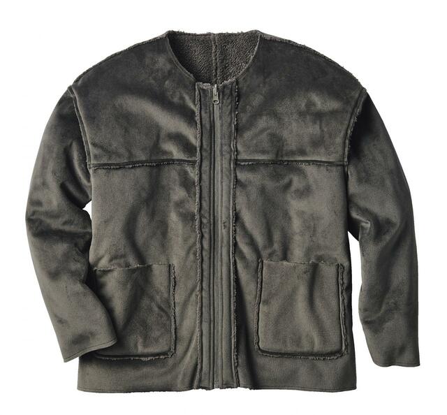 防風ベロアシャギーショート グレー×チャコール