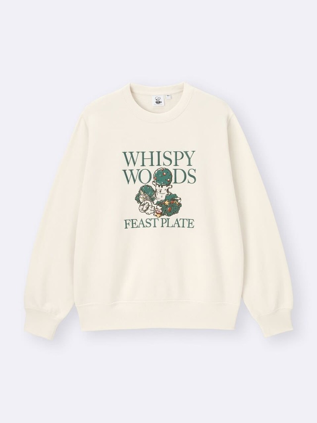 【GU×星のカービィ】メンズ「スウェットプルオーバー Kirby」01 OFF WHITE ¥2,990