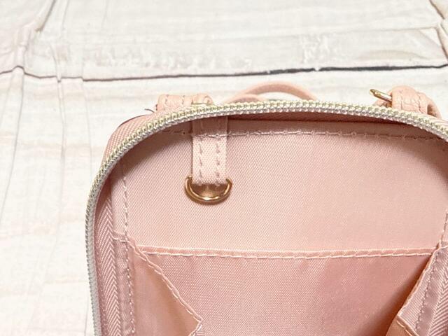 鍵をなくさない！ Dカン付きポケット【VIS フラワーカットスマホショルダー PINK】