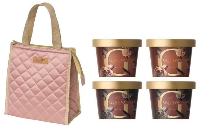 GODIVA「90ml カップアイスクリーム4個 + オリジナル保冷バッグセット」