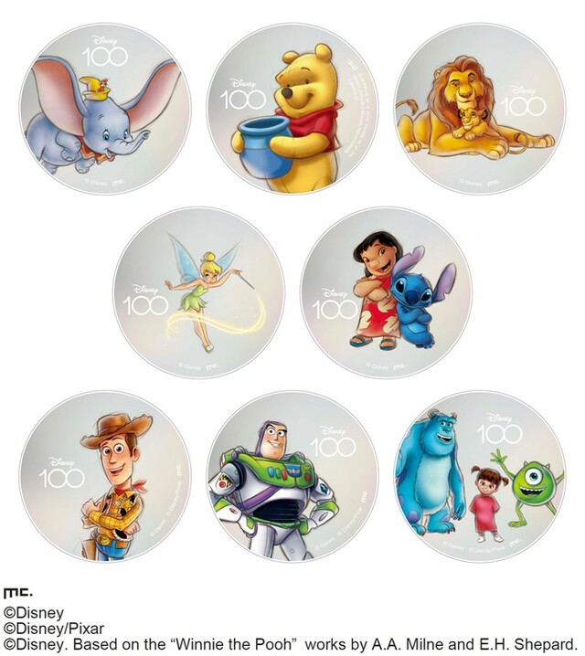 ディズニー100周年限定デザイン 吸水コースター 各880円