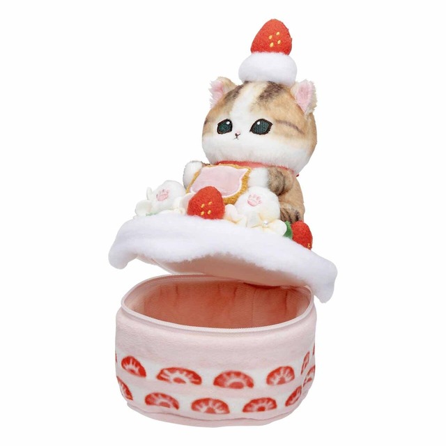 【mofusand】「小物入れにもなるケーキのりにゃんこのぬいぐるみ」実はパカッと開くんです！