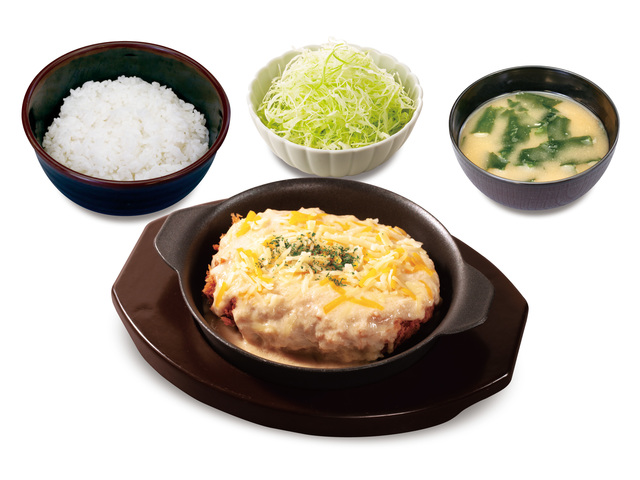 ごちそうハンバーグホワイトガーリックソース定食