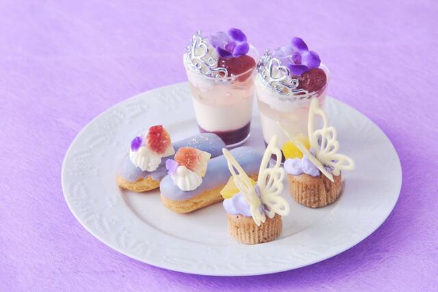 「スタンド一段目(2名分)」<期間:2024年10月1日~11月18日>【マロンや紫芋の“パープルスイーツ”でプリンセス気分♪「プリンセスアフタヌーンティー」開催】