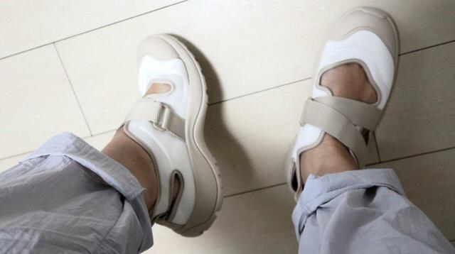 【無印良品 スニーカーサンダル】素足で履いてもサラッとしていて心地いいです♪