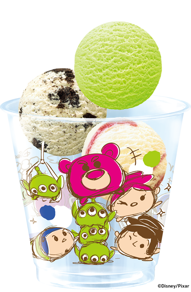 サーティワンアイスクリーム「‘TSUM TSUM’ トリプルポップ」 2019年 クリアカップ