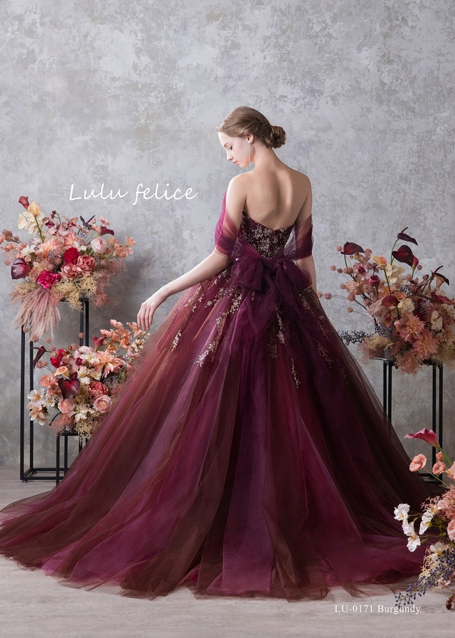 【クラウディア】「Lulu felice（ルル・フェリーチェ）」新作ウェディングドレス｜LU-0171_Burgundy