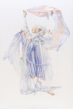 李晶玉　「旗」2015/パネルに紙、鉛筆、墨、アクリル/124×183cm