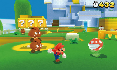 スーパーマリオ 3Dランド／立体視を遣えば、空間がリアルに感じ取れる。