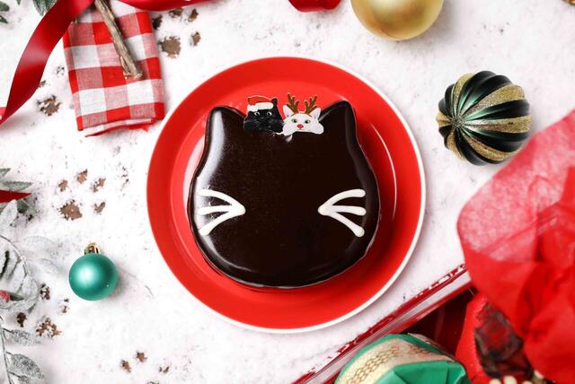 「ねこホリデーケーキ～チョコレート～」＜価格：3,980円（税込）＞【【予約開始】聖なる夜は「ねこねこのクリスマスケーキ」で♪冬限定の可愛いオリジナルトートバッグ付き！】