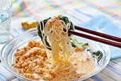 「鶏むねミンチの冷やし坦々そうめん」