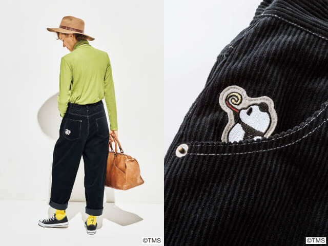 【フェリシモ×パンダコパンダ】「パンダコパンダ×シロップ．　パンちゃんがかくれんぼ　コーデュロイパンツ〈ブラック〉」￥7,590