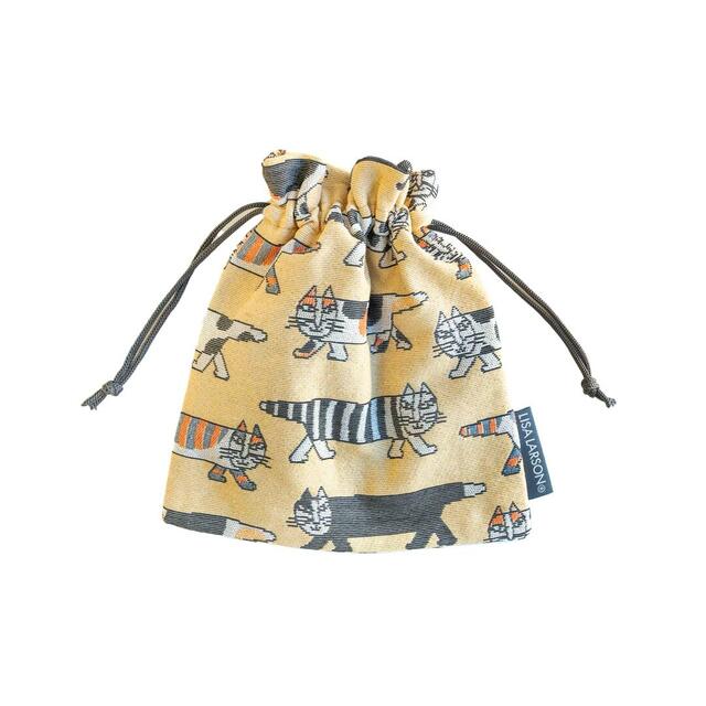 巾着（ロッツオブキャット・ベージュ）価格：1,650円（税込）サイズ：W23×H26cm（紐含まず）素材：表生地：ポリエステル100％/ポリエステル100％