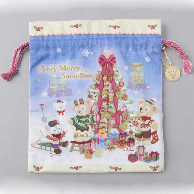 2015ダッフィーのクリスマス「Very Merry Snowtime」巾着　1100円