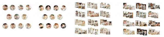 缶バッジA（ランダム11種）500円（税込）／缶バッジB（ランダム11種）500円（税込）／ランダムフォトA（3枚セット）660円（税込）／ランダムフォトB（3枚セット）660円（税込）