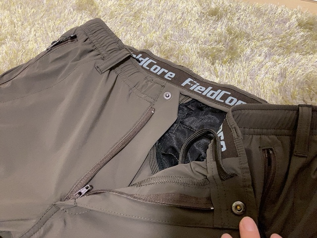 【ワークマン AERO GUARD STRETCH ICE クライミングパンツ】ゴム、ファスナー、ボタン、紐で腰にぴったりフィット
